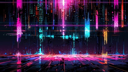 Digital abstract background concept, futuristic neon sci-fi, futuristic cyberpunk, AI