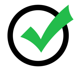 Green check mark inside bold circle PNG with transparent background, flat UI confirmation icon for form approval, task completion, and input validation