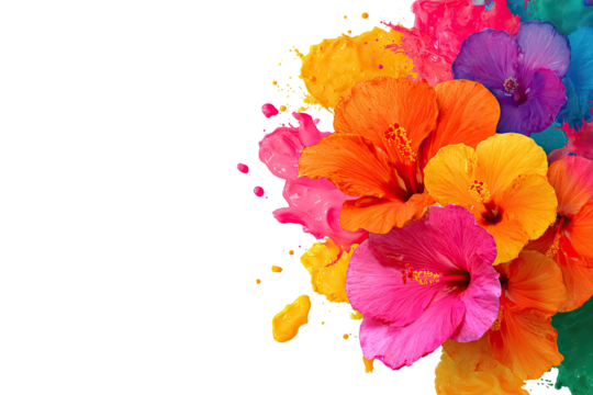 Vibrant hibiscus blossoms in a splash of color