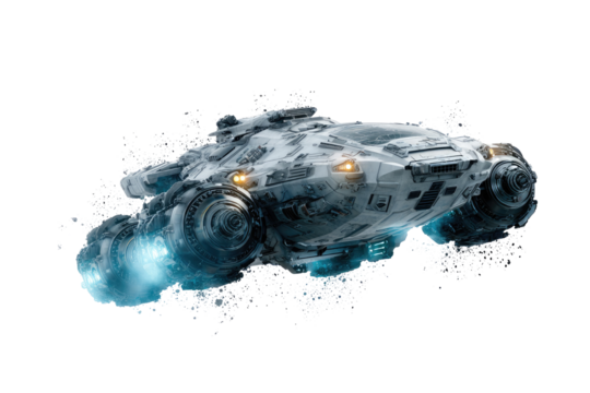 Futuristic spaceship in motion