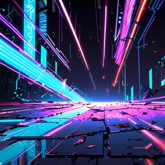 Digital abstract background concept, futuristic neon sci-fi, futuristic cyberpunk, AI