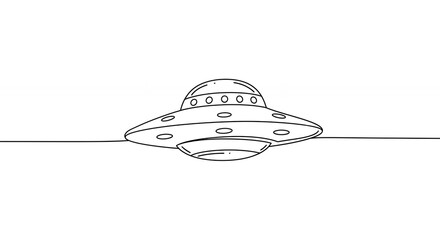 Flying saucer line drawing illustration