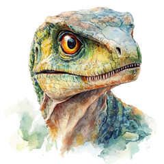 watercolor of Velociraptor, vector, isolated on a white background.