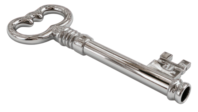 A polished metal key - Powered by Adobe