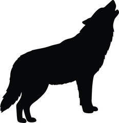 Majestic wolf howling silhouette serene nature wildlife vector