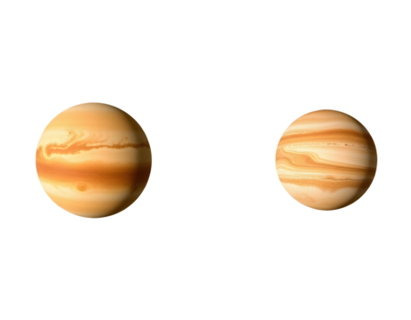 Two gas giant planets with swirling atmospheric bands