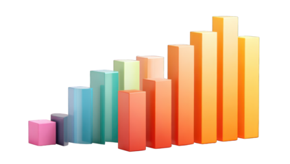 Colorful, rising bar graph
