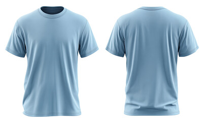 Light blue, crew neck t-shirt, front and back view