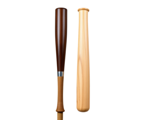 Baseball Bats Two Wooden Sporting Equipment Objects Isolated