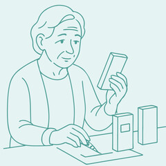 senior women taking sample of the product