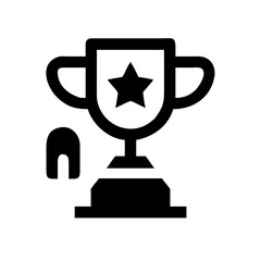 Vector art of black trophy cup with star for winning celebration