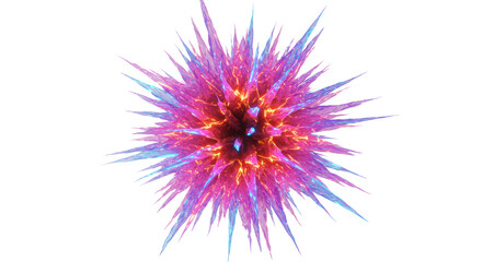 Obraz premium Intricate abstract burst of luminous energy with dynamic electric pink, bright blue, and fiery orange light streaks on a transparent high-key studio background, igniting new possibilities