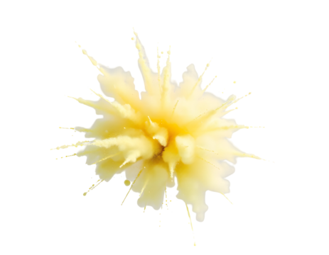 Explosive Yellow Cloud Burst on Transparent Background