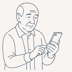 senior man with mobile phone