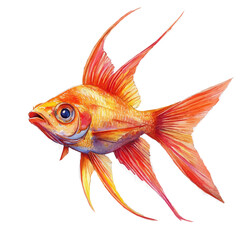 Tropical Fish, watercolor clipart vector, isolated on a white background.