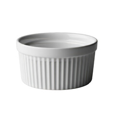 3d a white ceramic ramekin on black on transparent background