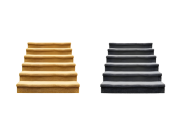 Staircase Comparison Yellow vs Gray Front View Isolated on Transparent Background