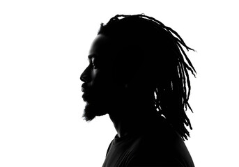 Silhouette of a man with dreadlocks isolated on transparent background