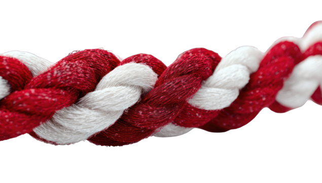 Close-up of red and white braided rope