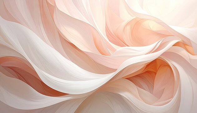 Abstract swirling, flowing fabric in soft peach and blush tones