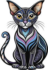 Fototapeta premium Halloween Art Nouveau Elegant Artistic Cat Design