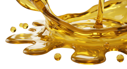 Vibrant molten-gold viscous liquid and spherical drops expanding on a transparent background, ultra-realistic studio photo, high-key, concept of financial growth and wealth