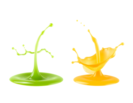 Liquid Splashes Green and Yellow Fluid Explosions