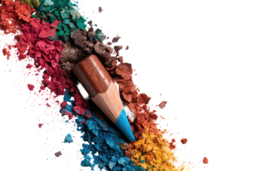 Colorful pencil with pigment powder