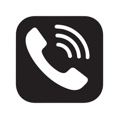 Black telephone handset communication icon