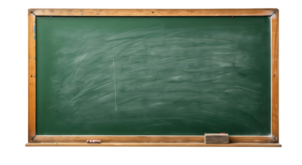 Green chalkboard with eraser and chalk isolated PNG with Transparent Background