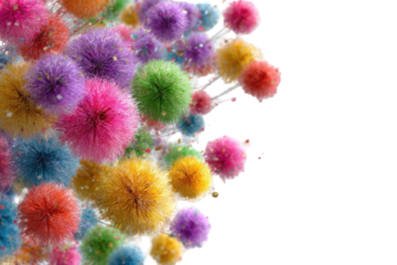 Abstract colorful pom-poms exploding