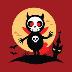 Retro japanese mascot illustration isolated on white background