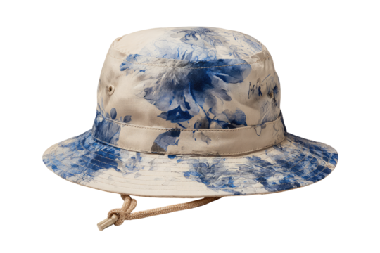 Beige bucket hat with floral print