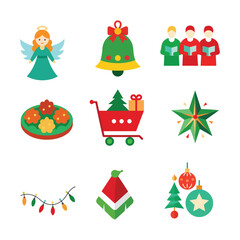 Christmas item collection isolated on white background