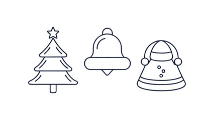 Christmas neon signs glowing neon outlines isolated on white background