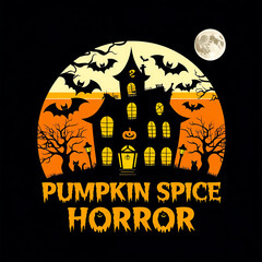 Spooky haunted house with full moon and bats Halloween artwork t-shirt design perfect for horror fans, gothic fashion, and creepy night lovers