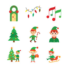 Christmas item set collection isolated on white background