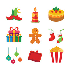 Christmas item collection isolated on white background