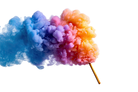 Colorful ink cloud with a stick