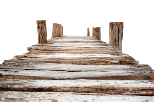 Wooden dock walkway leading into distance