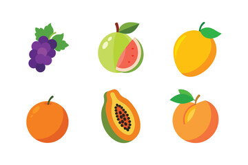 Assorted fruit vector graphics collection isolated on white background