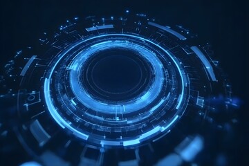 Blue futuristic technology background with circular shapes, an AI and digital innovation concept video background animation with a copy space area.