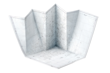 Folded architectural plan or blueprint