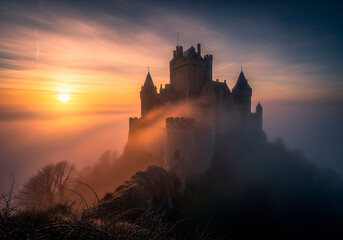 Obraz premium Castle on a Misty Morning