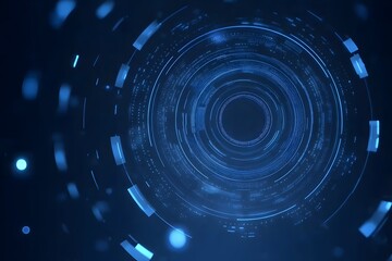 Blue futuristic technology background with circular shapes, an AI and digital innovation concept video background animation with a copy space area.