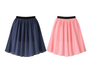 Elegant ALine Skirts Navy and Pink Chiffon