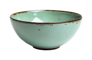Mint-green bowl with rustic brown rim