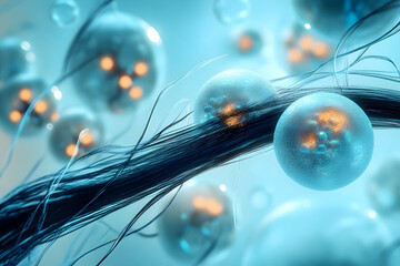 Conceptual visualization of hair growth with molecular elements for dermatological research