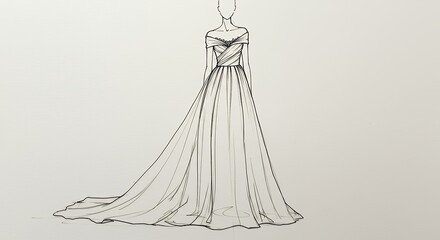 Elegant dress design sketch