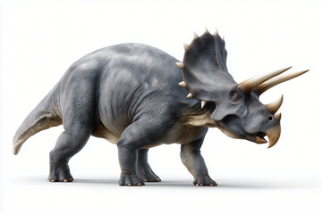 Fototapeta premium A realistic rendering of a Triceratops, a herbivorous dinosaur, isolated